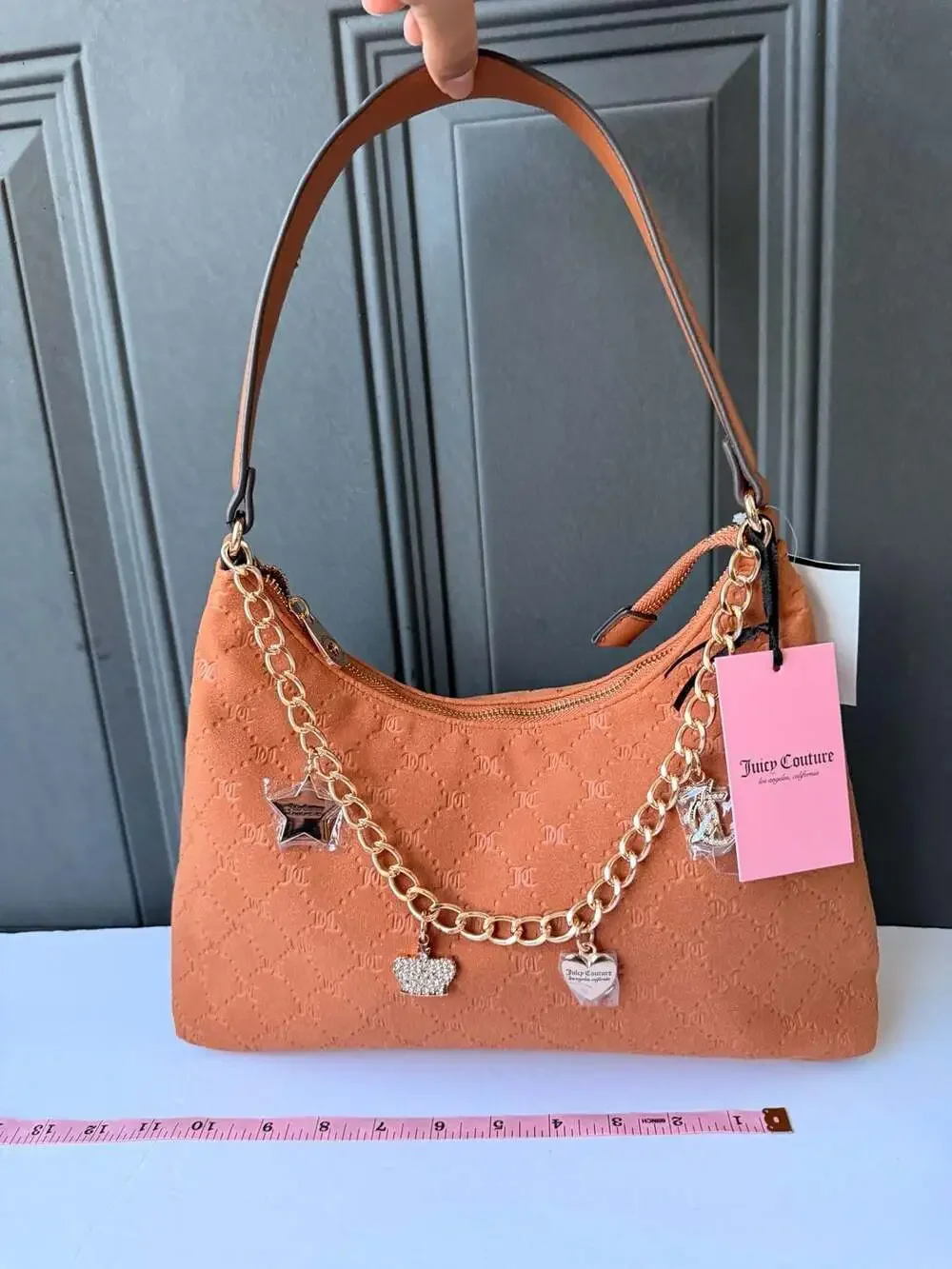 Juicy Couture Not Your Babe Hobo ShoulderBag with Gold-Tone Chain and LogoCharms